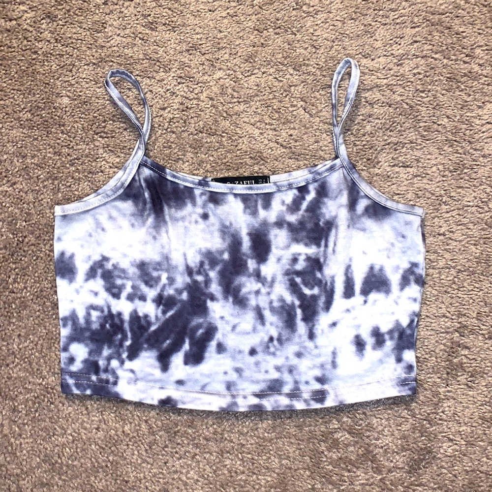 Blue tie dye crop top